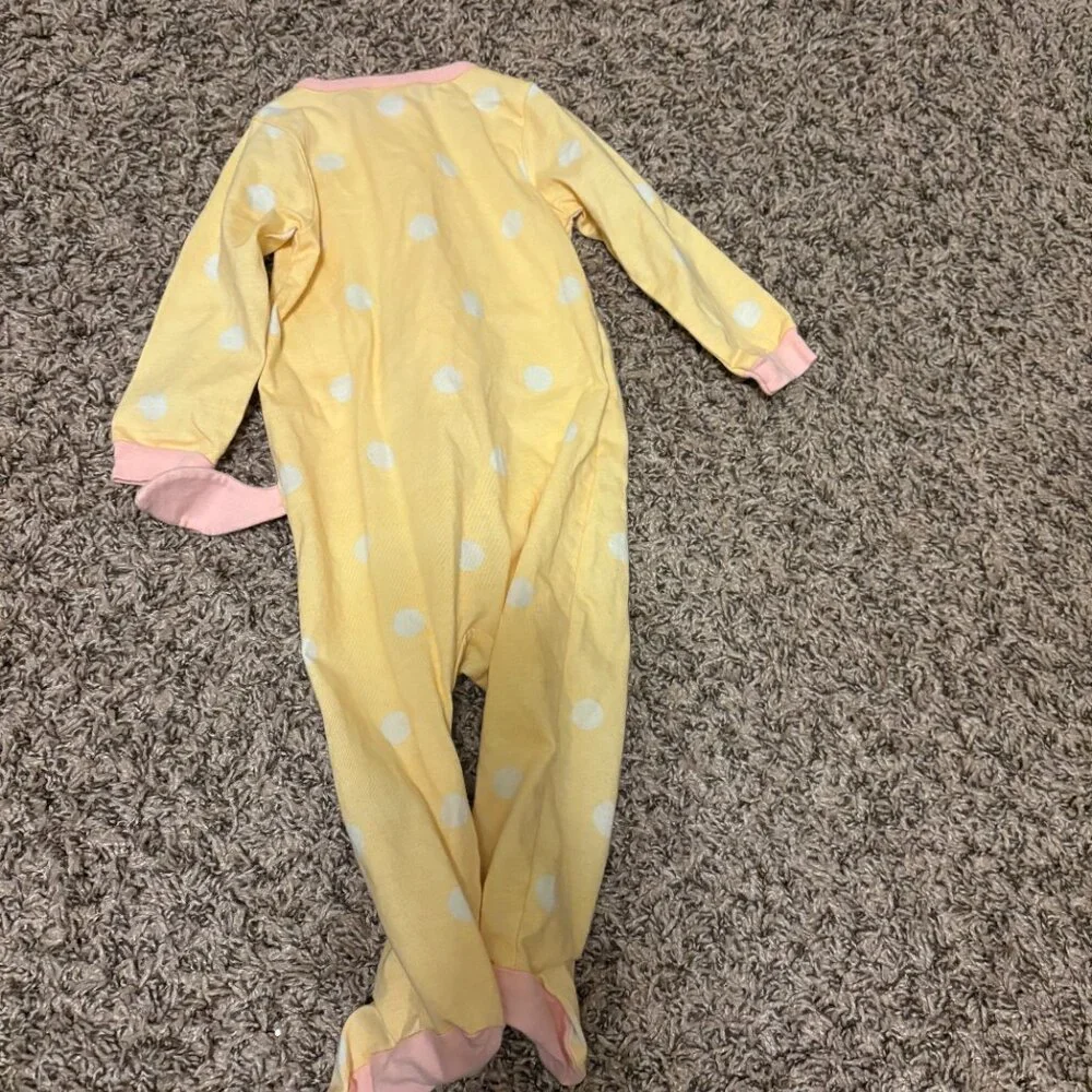 Gerber Yellow Footed Sleeper 3-6 Months Zip Front Fox Squirrel Graphic Cotton